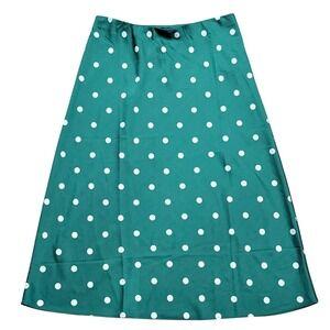 J. Crew M Medium Green White Polka Dot Midi Skirt Satin Classic Preppy NEW NWT